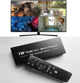 4x1 Бесшовный Мультивидеоэкран, совместимый с HDMI, Четырехэкранный Мультивидеоэкран в Реальном Времени 1080p, совместимый с HDMI Сплиттер-Переключатель с ИК