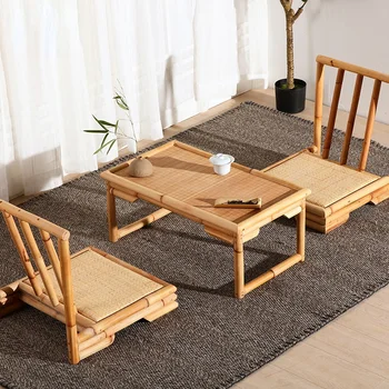 Винтажная ротанговая мебель для дома из бамбука, напольный столик в азиатском стиле, татами для гостиной, низкий чайный столик, бамбуковый столик