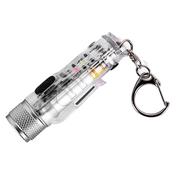 Мини-фонарик с пряжкой Светодиодный фонарик USB Перезаряжаемый Брелок Карманная лампа Водонепроницаемый светильник для наружного прозрачного
