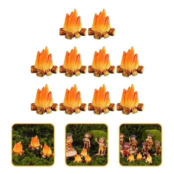 Костер Поддельная модель огня Пламя из смолы Искусственные Микроминиатюры Камин Ландшафтный дизайн на Хэллоуин Бревно Мини-орнамент Миниатюра
